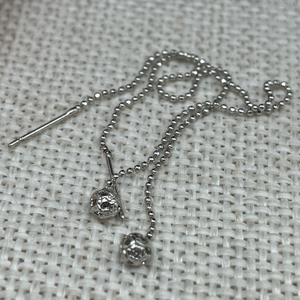 Vintage Platinum-Plated Threader Earrings Lightweight Dangle - Picture 4 of 13